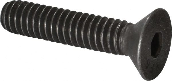 Value Collection - 1/4-20 UNC Hex Socket Drive, 82° Flat Screw - Alloy Steel, Black Oxide Finish, Fully Threaded, 1-1/4" OAL - Exact Tooling