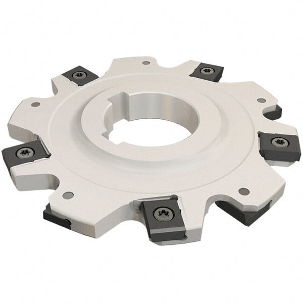 Iscar - Arbor Hole Connection, 0.9449" Depth of Cut, 100mm Cutter Diam, 1.2598" Hole Diam, 5 Tooth Indexable Slotting Cutter - SDN-LN12 Toolholder, LNET Insert - Exact Tooling