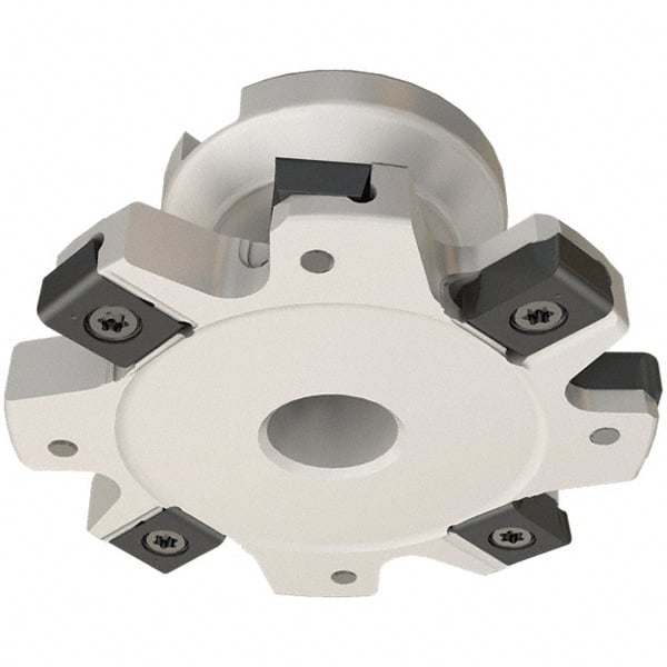 Iscar - Shell Mount B Connection, 1.41" Depth of Cut, 5" Cutter Diam, 1-1/4" Hole Diam, 6 Tooth Indexable Slotting Cutter - FDN-LN12 Toolholder, LNET Insert - Exact Tooling