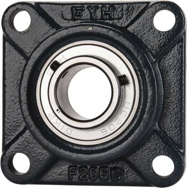Value Collection - 1-3/16" ID, 4-1/4" OAW x 4-1/4" OAL x 4-1/4" OAH 4-Bolt High Temperature Flange Bearing - 2,500 Lb Static Cap, 4,300 Lb Dyn Cap, 3-1/4" Btw Mnt Hole Ctrs, 45/64" Base-to-Ctr Ht, Cast Iron - Exact Tooling