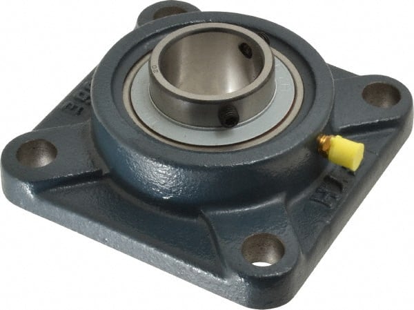 Value Collection - 1-1/4" ID, 4-1/4" OAW x 4-1/4" OAL x 4-1/4" OAH 4-Bolt High Temperature Flange Bearing - 2,500 Lb Static Cap, 4,300 Lb Dyn Cap, 3-1/4" Btw Mnt Hole Ctrs, 45/64" Base-to-Ctr Ht, Cast Iron - Exact Tooling