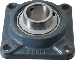 Value Collection - 1-1/2" ID, 5-1/8" OAW x 5-1/8" OAL x 5-1/8" OAH 4-Bolt High Temperature Flange Bearing - 4,000 Lb Static Cap, 6,400 Lb Dyn Cap, 4" Btw Mnt Hole Ctrs, 53/64" Base-to-Ctr Ht, Cast Iron - Exact Tooling