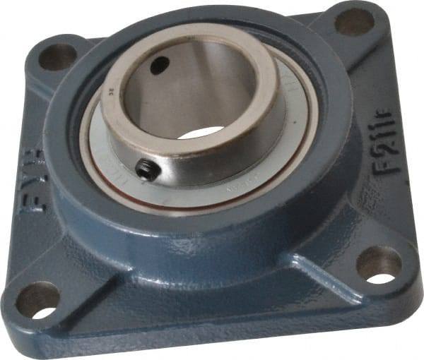 Value Collection - 2" ID, 6-3/8" OAW x 6-3/8" OAL x 6-3/8" OAH 4-Bolt High Temperature Flange Bearing - 6,470 Lb Static Cap, 9,550 Lb Dyn Cap, 5-1/8" Btw Mnt Hole Ctrs, 63/64" Base-to-Ctr Ht, Cast Iron - Exact Tooling