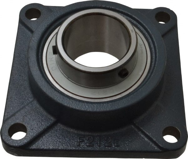 Value Collection - 2-7/16" ID, 6-7/8" OAW x 6-7/8" OAL x 6-7/8" OAH 4-Bolt High Temperature Flange Bearing - 7,970 Lb Static Cap, 11,550 Lb Dyn Cap, 5-5/8" Btw Mnt Hole Ctrs, 1-9/64" Base-to-Ctr Ht, Cast Iron - Exact Tooling