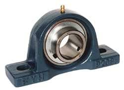 Value Collection - 1-1/2" ID, 3-27/32" OAW x 7-1/4" OAL x 3-27/32" OAH High Temperature Ball Bearing Pillow Block - 4,000 Lb Static Cap, 6,400 Lb Dyn Cap, 5.406" Btw Mnt Hole Ctrs, 1-15/16" Base-to-Ctr Ht, Cast Iron - Exact Tooling