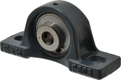 Value Collection - 1/2" ID, 2-3/8" OAW x 5" OAL x 2-3/8" OAH High Temperature Ball Bearing Pillow Block - 1,650 Lb Static Cap, 2,830 Lb Dyn Cap, 3-3/4" Btw Mnt Hole Ctrs, 1-3/16" Base-to-Ctr Ht, Cast Iron - Exact Tooling