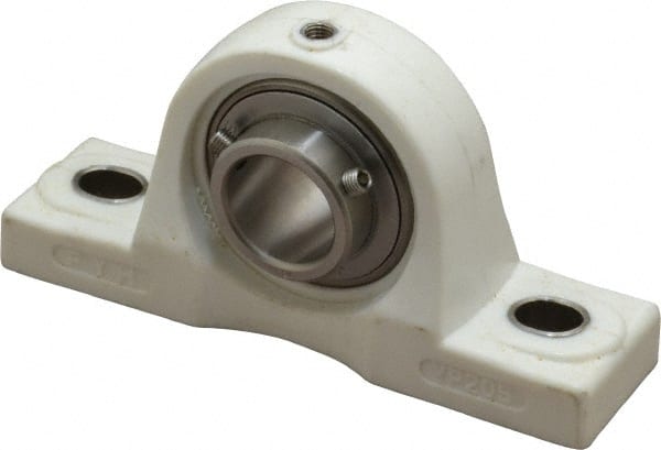 Value Collection - 1" ID, 5.5313" OAL x 2-25/32" OAH Pillow Block - 1,764 Lb Static Cap, 3,147 Lb Dyn Cap, 4-1/8" Btw Mnt Hole Ctrs, SS Thermoplastic - Exact Tooling