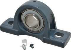 Value Collection - 1-1/4" ID, 3-5/16" OAW x 6-1/2" OAL x 3-5/16" OAH High Temperature Ball Bearing Pillow Block - 2,500 Lb Static Cap, 4,300 Lb Dyn Cap, 4-3/4" Btw Mnt Hole Ctrs, 1-11/16" Base-to-Ctr Ht, Cast Iron - Exact Tooling