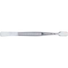 4 1/2″ Flat Rounded Spade Point Tweezers - Exact Tooling