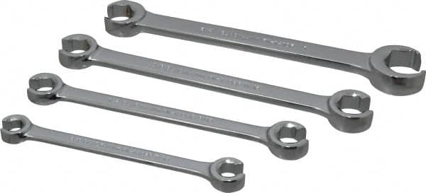 Blackhawk by Proto - 4 Piece, 3/8" x 7/16" to 3/4" x 1", Flare Nut Wrench Set - Inch Measurement Standard, Full Polish Finish, Comes in Vinyl Roll - Exact Tooling