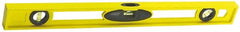 Stanley - 24" Long 3 Vial I-Beam Level - ABS Plastic, Yellow, 1 45°, 1 Level & 1 Plumb Vials - Exact Tooling
