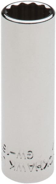 Blackhawk by Proto - 1/4" Drive, Deep Hand Socket - 12 Points, 1-15/16" OAL, Chrome Finish - Exact Tooling