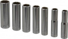 Blackhawk by Proto - 7 Piece 1/4" Drive Deep Well Socket Set - 12 Points, 1/4" to 1/2" Range, Inch Measurement Standard - Exact Tooling