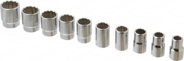 Blackhawk by Proto - 10 Piece 1/2" Drive Socket Set - 12 Points, 7/16" to 1" Range, Inch Measurement Standard - Exact Tooling