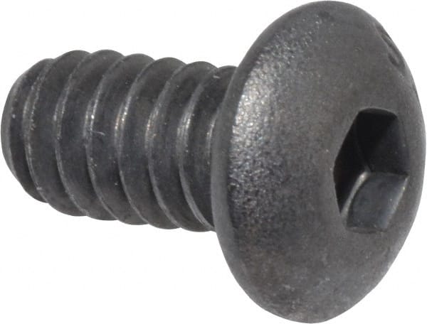 Value Collection - #10-24 UNC Hex Socket Drive, Button Screw - Alloy Steel, Black Oxide Finish, Fully Threaded, 3/8" Length Under Head - Exact Tooling