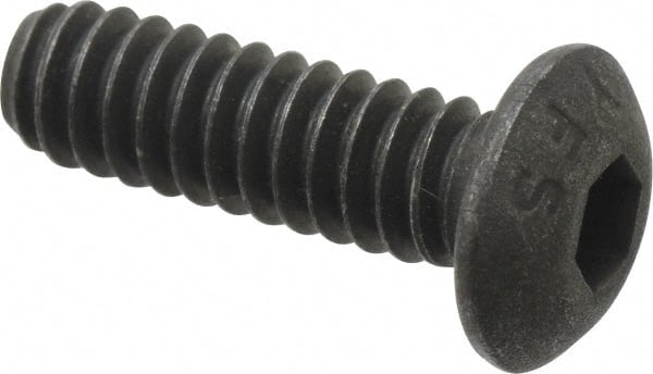 Value Collection - #10-24 UNC Hex Socket Drive, Button Screw - Alloy Steel, Black Oxide Finish, Fully Threaded, 5/8" Length Under Head - Exact Tooling