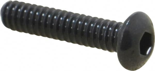 Value Collection - #10-24 UNC Hex Socket Drive, Button Screw - Alloy Steel, Black Oxide Finish, Fully Threaded, 7/8" Length Under Head - Exact Tooling