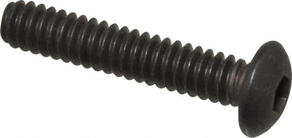Value Collection - #10-24 UNC Hex Socket Drive, Button Screw - Alloy Steel, Black Oxide Finish, Fully Threaded, 1" Length Under Head - Exact Tooling