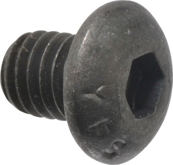 Value Collection - #10-32 UNF Hex Socket Drive, Button Screw - Alloy Steel, Black Oxide Finish, Fully Threaded, 1/4" Length Under Head - Exact Tooling