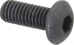 Value Collection - #10-32 UNF Hex Socket Drive, Button Screw - Alloy Steel, Black Oxide Finish, Fully Threaded, 1/2" Length Under Head - Exact Tooling