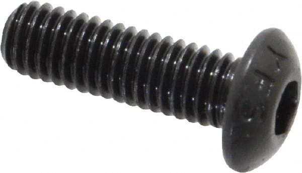 Value Collection - #10-32 UNF Hex Socket Drive, Button Screw - Alloy Steel, Black Oxide Finish, Fully Threaded, 5/8" Length Under Head - Exact Tooling