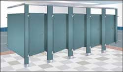 Bradley - 2 Steel In-Corner Washroom Partition Compartment - 57 Inch Long x 72 Inch Wide x 96 Inch High, ADA Compliant Stall Compatibility, Warm Gray - Exact Tooling