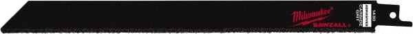 Milwaukee Tool - 9" Long x 3/4" Thick, Steel Reciprocating Saw Blade - Straight Profile, Continuous Edge, Universal Shank - Exact Tooling