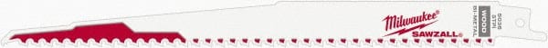 Milwaukee Tool - 9" Long x 3/4" Thick, Steel Reciprocating Saw Blade - Tapered Profile, 6 TPI, Toothed Edge, Universal Shank - Exact Tooling