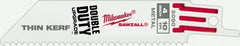 Milwaukee Tool - 4" Long x 3/4" Thick, Steel Reciprocating Saw Blade - Straight Profile, 10 TPI, Toothed Edge, Universal Shank - Exact Tooling