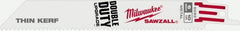 Milwaukee Tool - 6" Long x 3/4" Thick, Steel Reciprocating Saw Blade - Straight Profile, 10 TPI, Toothed Edge, Universal Shank - Exact Tooling