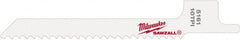 Milwaukee Tool - 3-5/8" Long x 5/16" Thick, Steel Reciprocating Saw Blade - Scroll Profile, 10 TPI, Toothed Edge, Universal Shank - Exact Tooling