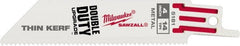 Milwaukee Tool - 4" Long x 3/4" Thick, Steel Reciprocating Saw Blade - Straight Profile, 14 TPI, Toothed Edge, Universal Shank - Exact Tooling