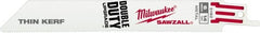 Milwaukee Tool - 6" Long x 3/4" Thick, Steel Reciprocating Saw Blade - Straight Profile, 14 TPI, Toothed Edge, Universal Shank - Exact Tooling