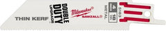 Milwaukee Tool - 4" Long x 3/4" Thick, Steel Reciprocating Saw Blade - Straight Profile, 18 TPI, Toothed Edge, Universal Shank - Exact Tooling
