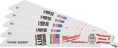 Milwaukee Tool - 6" Long x 3/4" Thick, Steel Reciprocating Saw Blade - Straight Profile, 18 TPI, Toothed Edge, Universal Shank - Exact Tooling