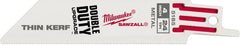 Milwaukee Tool - 4" Long x 3/4" Thick, Steel Reciprocating Saw Blade - Straight Profile, 24 TPI, Toothed Edge, Universal Shank - Exact Tooling