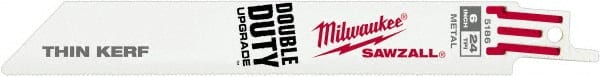 Milwaukee Tool - 6" Long x 3/4" Thick, Steel Reciprocating Saw Blade - Straight Profile, 24 TPI, Toothed Edge, Universal Shank - Exact Tooling