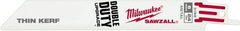 Milwaukee Tool - 6" Long x 3/4" Thick, Steel Reciprocating Saw Blade - Straight Profile, 24 TPI, Toothed Edge, Universal Shank - Exact Tooling