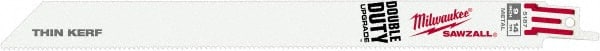 Milwaukee Tool - 9" Long x 3/4" Thick, Steel Reciprocating Saw Blade - Straight Profile, 14 TPI, Toothed Edge, Universal Shank - Exact Tooling