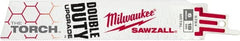 Milwaukee Tool - 6" Long x 1" Thick, Steel Reciprocating Saw Blade - Straight Profile, 18 TPI, Toothed Edge, Universal Shank - Exact Tooling