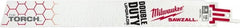 Milwaukee Tool - 9" Long x 1" Thick, Steel Reciprocating Saw Blade - Straight Profile, 18 TPI, Toothed Edge, Universal Shank - Exact Tooling