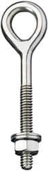 Ronstan - 1/4-20, Electropolished Finish, Stainless Steel Forged Eye Bolt - 2" Thread Length, 11.91mm ID x 33mm OD, 5" Shank Length - Exact Tooling
