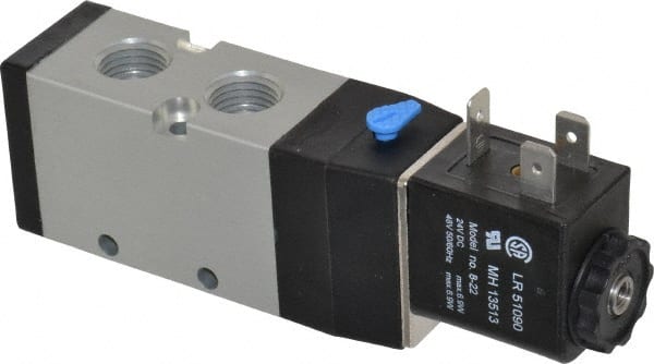 ARO/Ingersoll-Rand - 1/4", 4-Way 2-Position Maxair Stacking Solenoid Valve - 24 VDC, 0.7 CV Rate, 1.37" High - Exact Tooling