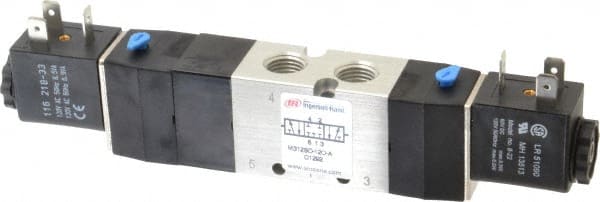 ARO/Ingersoll-Rand - 1/4", 4-Way 3-Position Maxair Stacking Solenoid Valve - 120 VAC, 0.7 CV Rate, 1.81" High - Exact Tooling