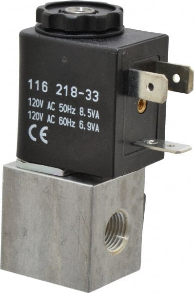 ARO/Ingersoll-Rand - 1/8", CAT Series 3-Way 2-Position Body Ported Stacking Solenoid Valve - 120 VAC, 0.062 CV Rate, 2.43" High - Exact Tooling