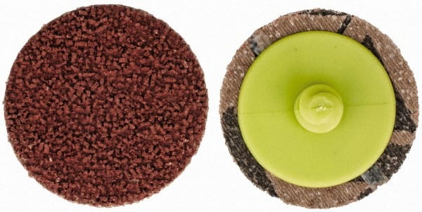 Made in USA - 1-1/2" Disc Diam, 240 Grit, Aluminum Oxide Quick Change Disc - Type R Attaching System, Coated, Brown, Very Fine Grade - Exact Tooling