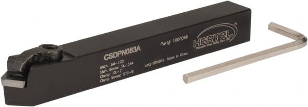 Hertel - CSDP, Neutral Cut, 1/2" Shank Height x 1/2" Shank Width, Positive Rake Indexable Turning Toolholder - 4" OAL, SP.. 322 Insert Compatibility, Series Clamp Type - Exact Tooling