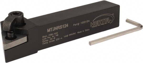 Hertel - MTJN, Right Hand Cut, 3° Lead Angle, 3/4" Shank Height x 3/4" Shank Width, Negative Rake Indexable Turning Toolholder - 4-1/2" OAL, TN..43. Insert Compatibility, Series Multi-Option - Exact Tooling