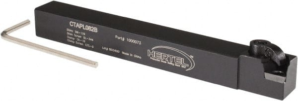 Hertel - CTAP, Left Hand Cut, 3° Lead Angle, 1/2" Shank Height x 1/2" Shank Width, Positive Rake Indexable Turning Toolholder - 4-1/2" OAL, TP..22 Insert Compatibility, Series Clamp Type - Exact Tooling