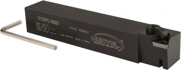Hertel - CTAP, Left Hand Cut, 3° Lead Angle, 1" Shank Height x 1" Shank Width, Positive Rake Indexable Turning Toolholder - 6" OAL, TP..32 Insert Compatibility, Series Clamp Type - Exact Tooling